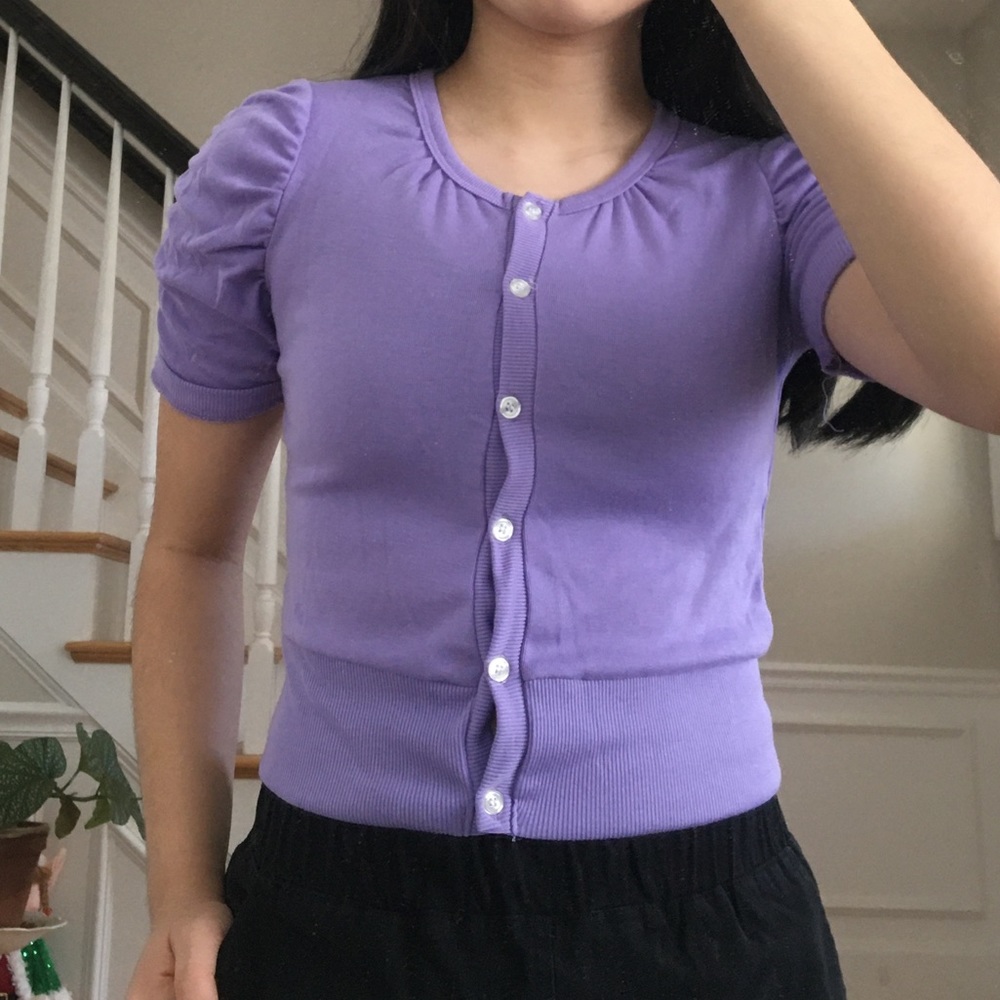 Purple Button Down Blouse - Picture 2 of 2